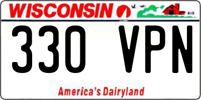 WI license plate 330VPN