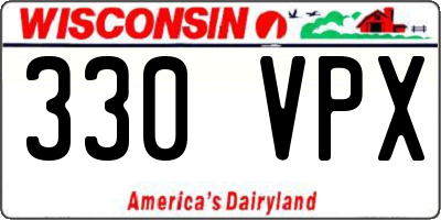 WI license plate 330VPX