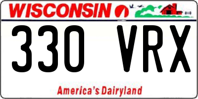 WI license plate 330VRX
