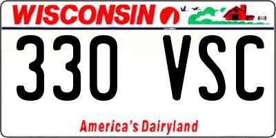 WI license plate 330VSC