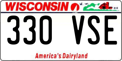 WI license plate 330VSE