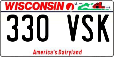 WI license plate 330VSK