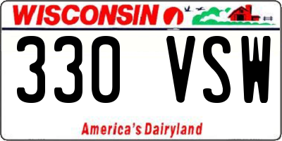 WI license plate 330VSW