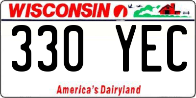 WI license plate 330YEC