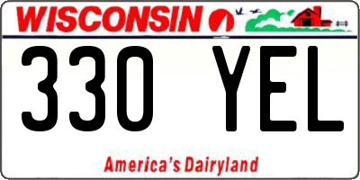 WI license plate 330YEL