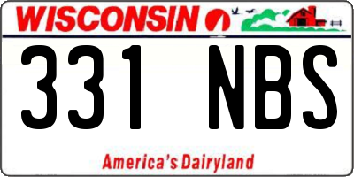 WI license plate 331NBS