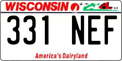 WI license plate 331NEF