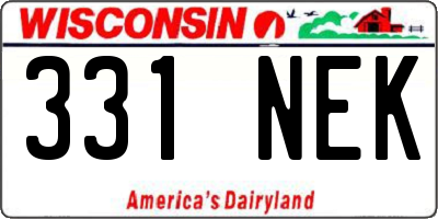 WI license plate 331NEK