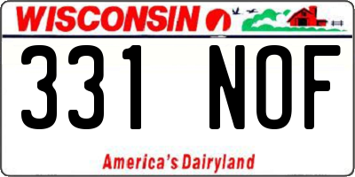 WI license plate 331NOF