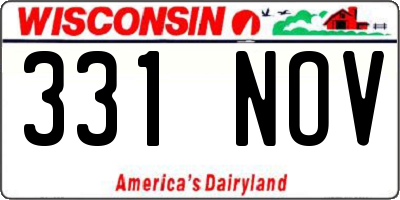 WI license plate 331NOV