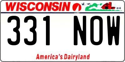WI license plate 331NOW