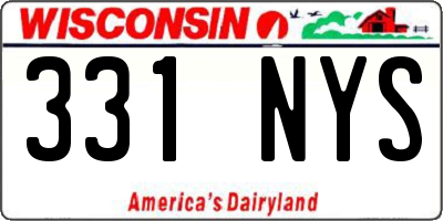 WI license plate 331NYS