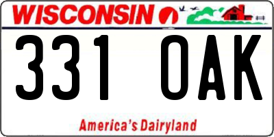 WI license plate 331OAK
