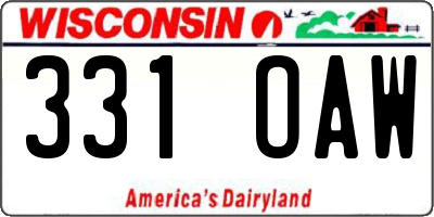 WI license plate 331OAW