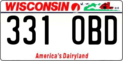 WI license plate 331OBD