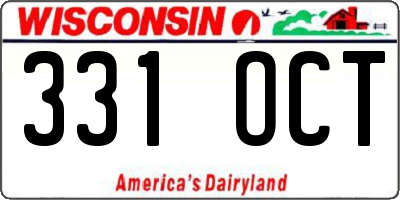 WI license plate 331OCT
