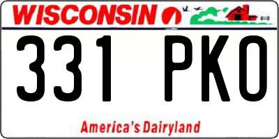 WI license plate 331PKO