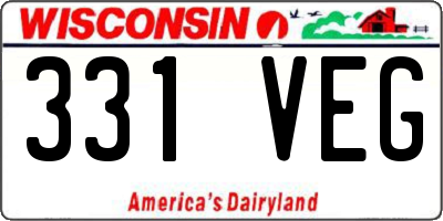 WI license plate 331VEG