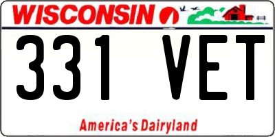 WI license plate 331VET