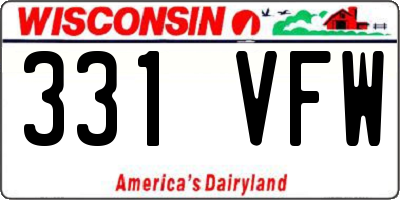 WI license plate 331VFW