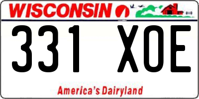 WI license plate 331XOE