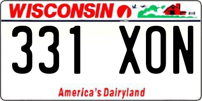 WI license plate 331XON
