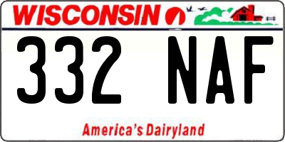 WI license plate 332NAF