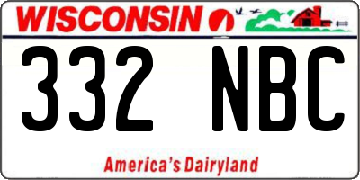 WI license plate 332NBC