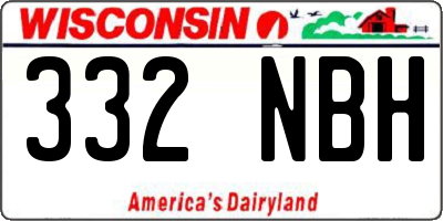 WI license plate 332NBH