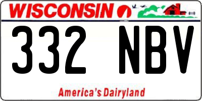 WI license plate 332NBV
