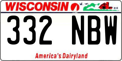 WI license plate 332NBW