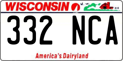 WI license plate 332NCA