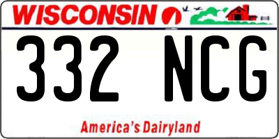 WI license plate 332NCG