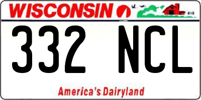 WI license plate 332NCL
