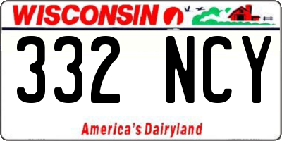 WI license plate 332NCY