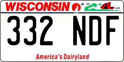 WI license plate 332NDF