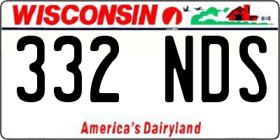 WI license plate 332NDS