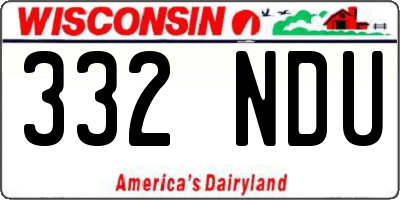 WI license plate 332NDU