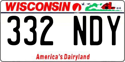 WI license plate 332NDY