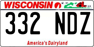 WI license plate 332NDZ