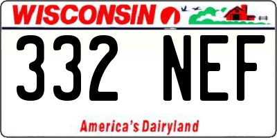 WI license plate 332NEF