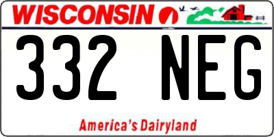 WI license plate 332NEG