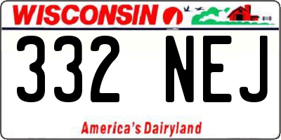 WI license plate 332NEJ