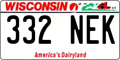 WI license plate 332NEK