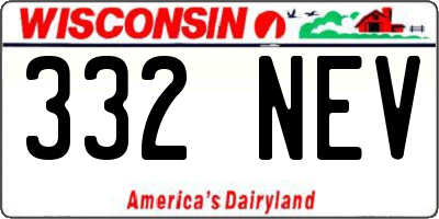 WI license plate 332NEV