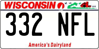 WI license plate 332NFL