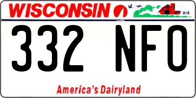 WI license plate 332NFO