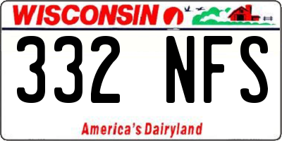 WI license plate 332NFS