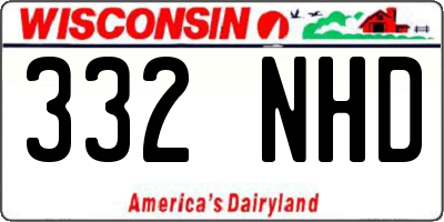 WI license plate 332NHD