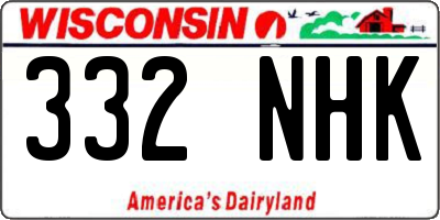 WI license plate 332NHK